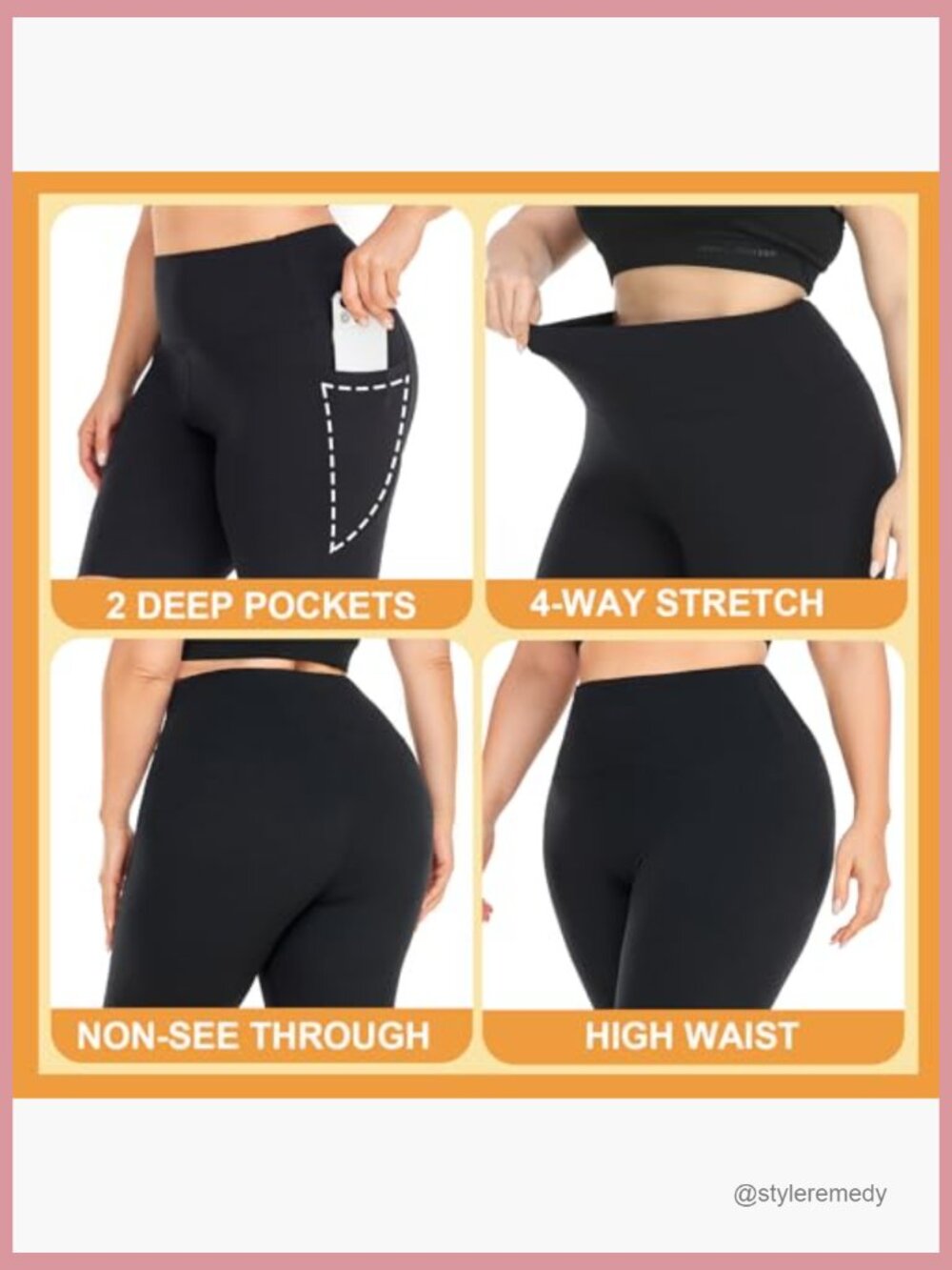Plus Size 8" Biker Shorts with Pockets - High Waist Non-See Through Workout Yoga - Picture 5 of 6